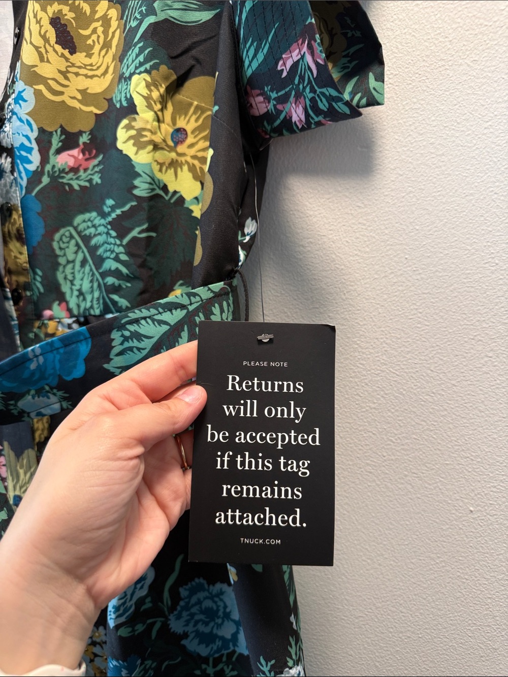 Tuckernuck Black Floral Midi Shirtdress with Yellow and Teal Blooms - Picture 3 of 5